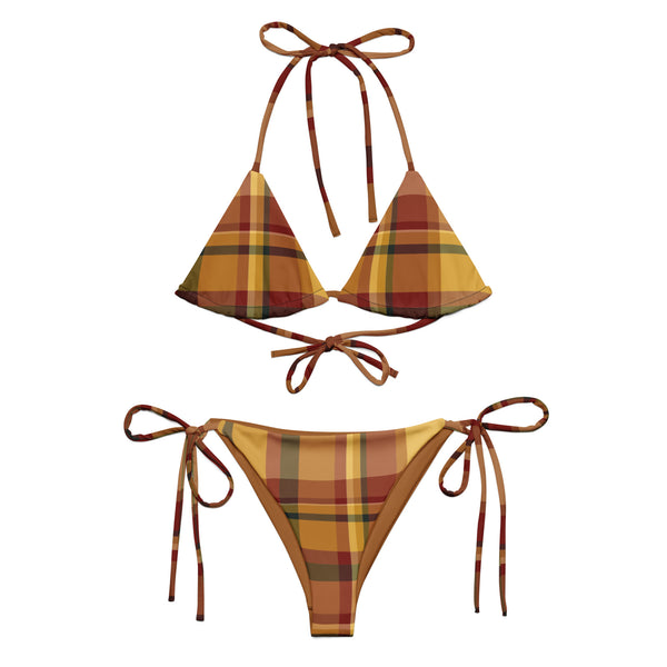 Sunset Plaid String Bikini | Sustainable Swimwear | BOHIQ