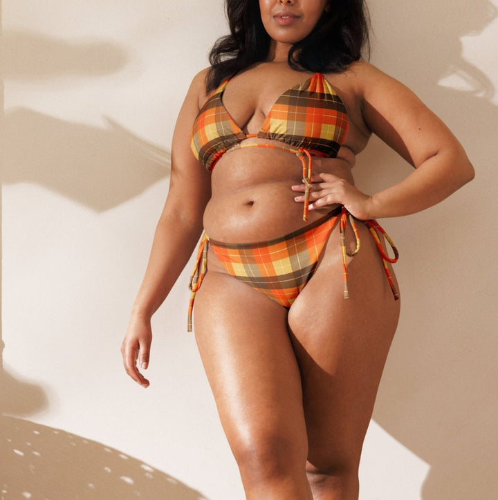 Pumpkin Spice Plaid Plus Size Bikini by BOHIQ