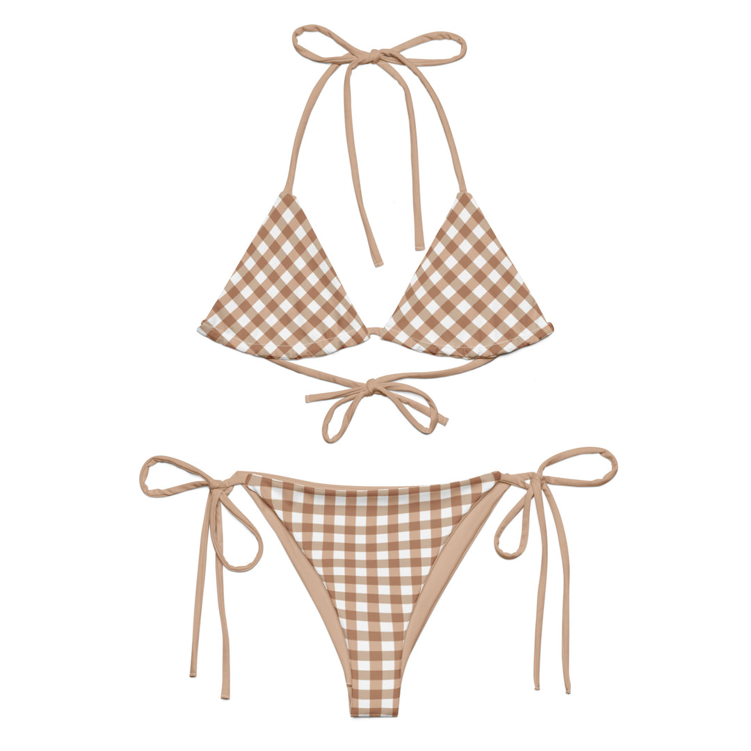 Beige Gingham Bikini by BOHIQ  