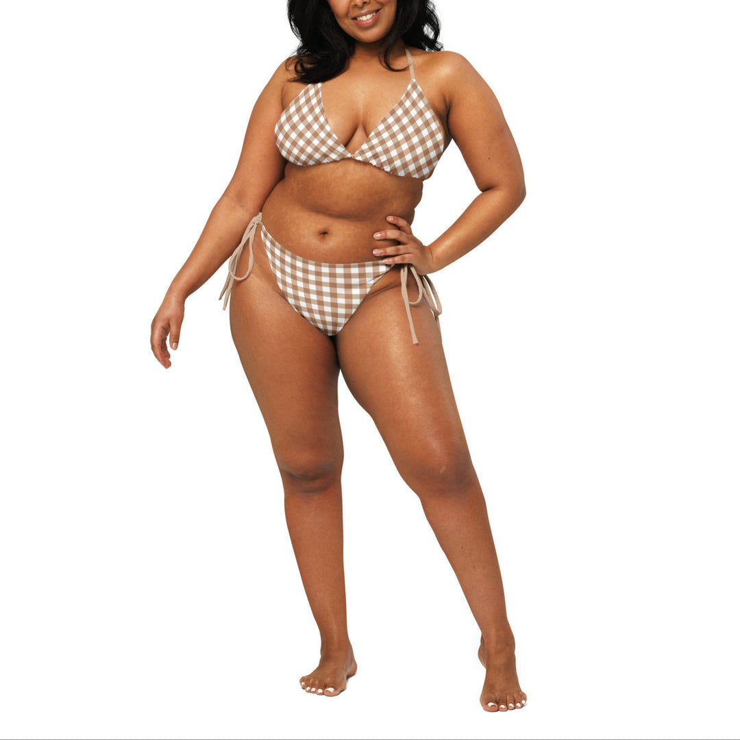 Beige Gingham Bikini by BOHIQ  