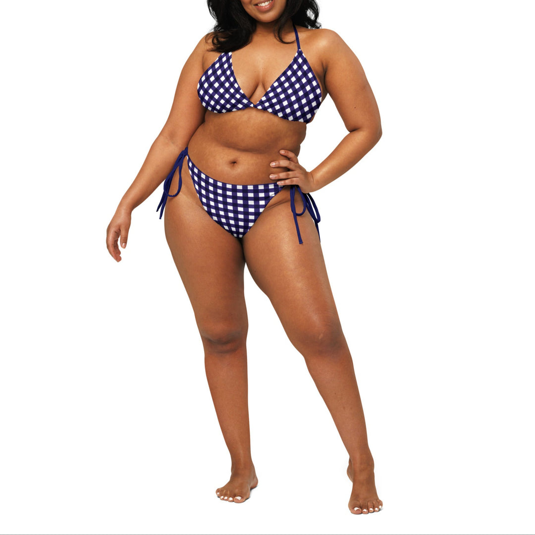 Navy Blue Gingham Bikini