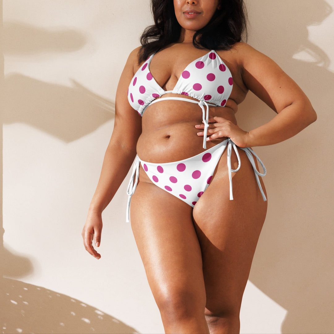 Plus Size Fuchsia Polka Dot Bikini Set