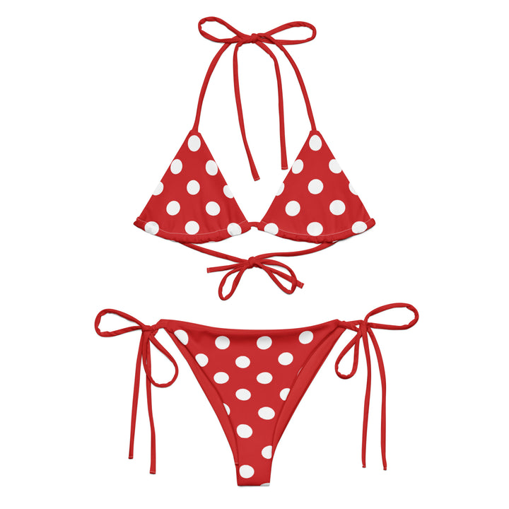 Red String Bikini with White Polka Dots