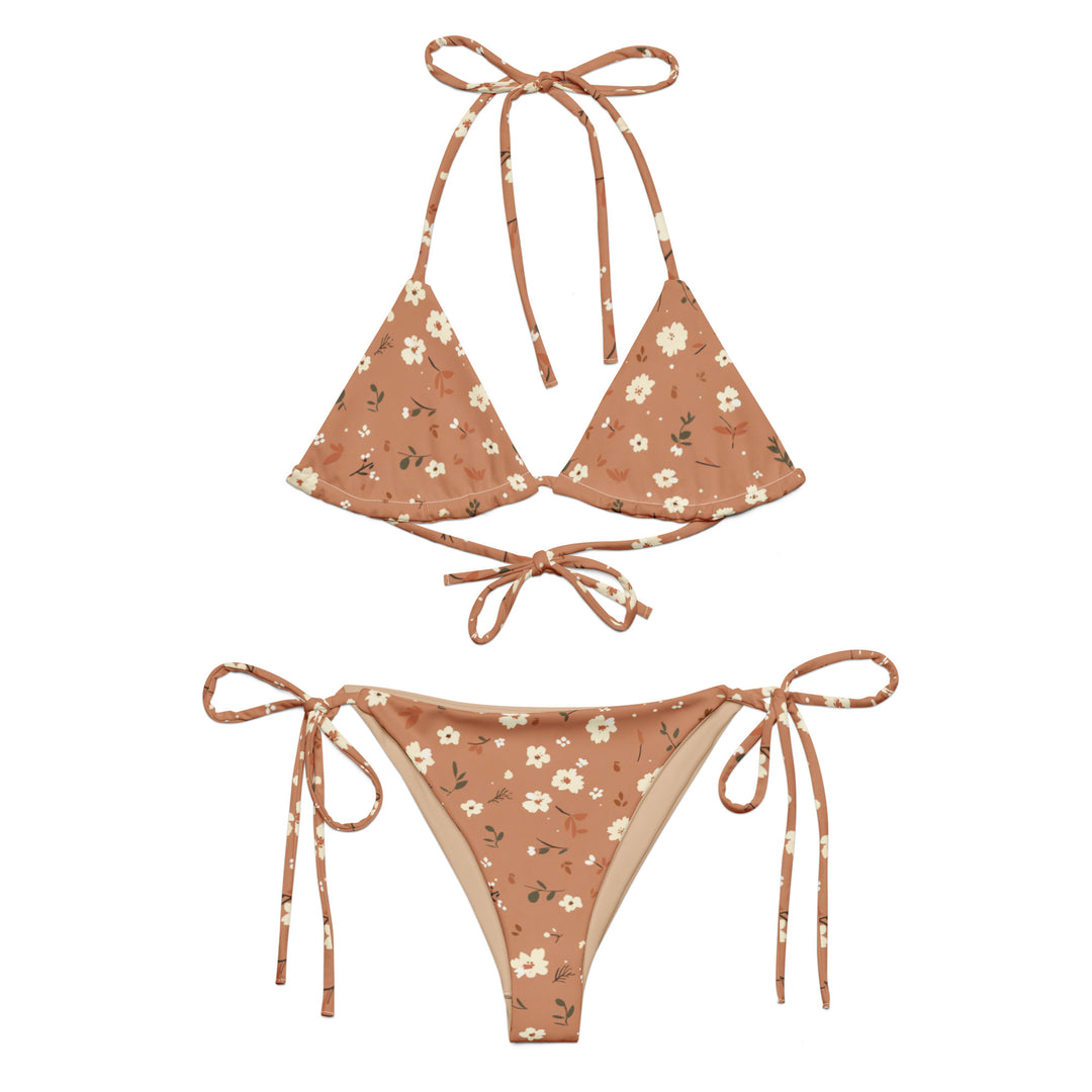 Burnt Orange Floral String Bikini Set