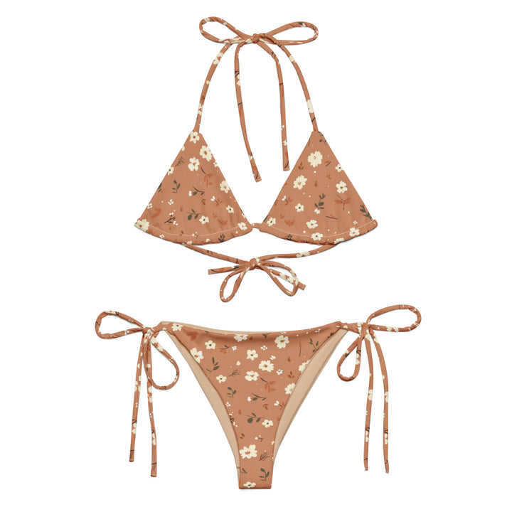 Burnt Orange Floral String Bikini Set