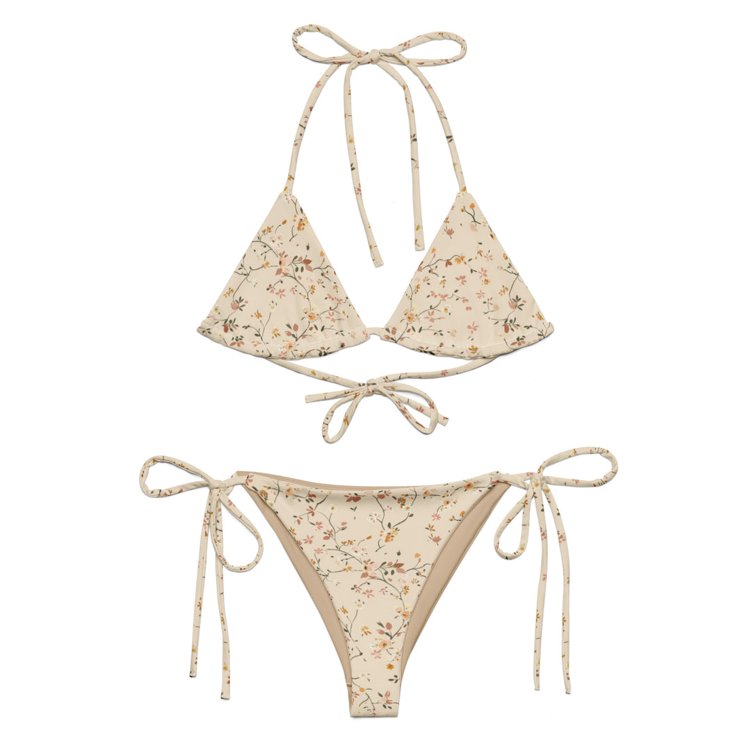 Floral String Bikini - Neutral Beige