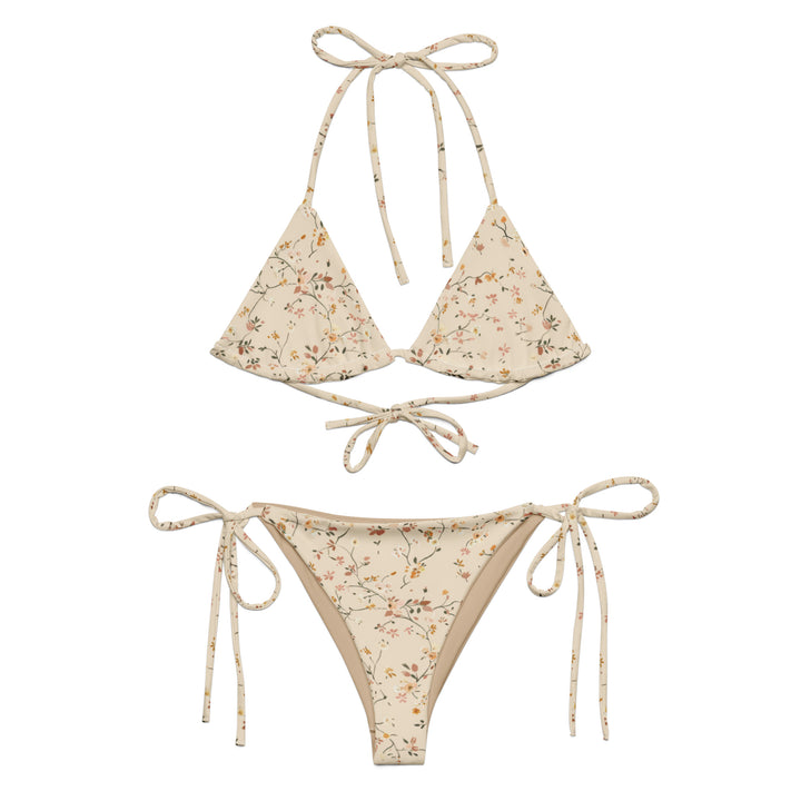 Floral String Bikini - Neutral Beige