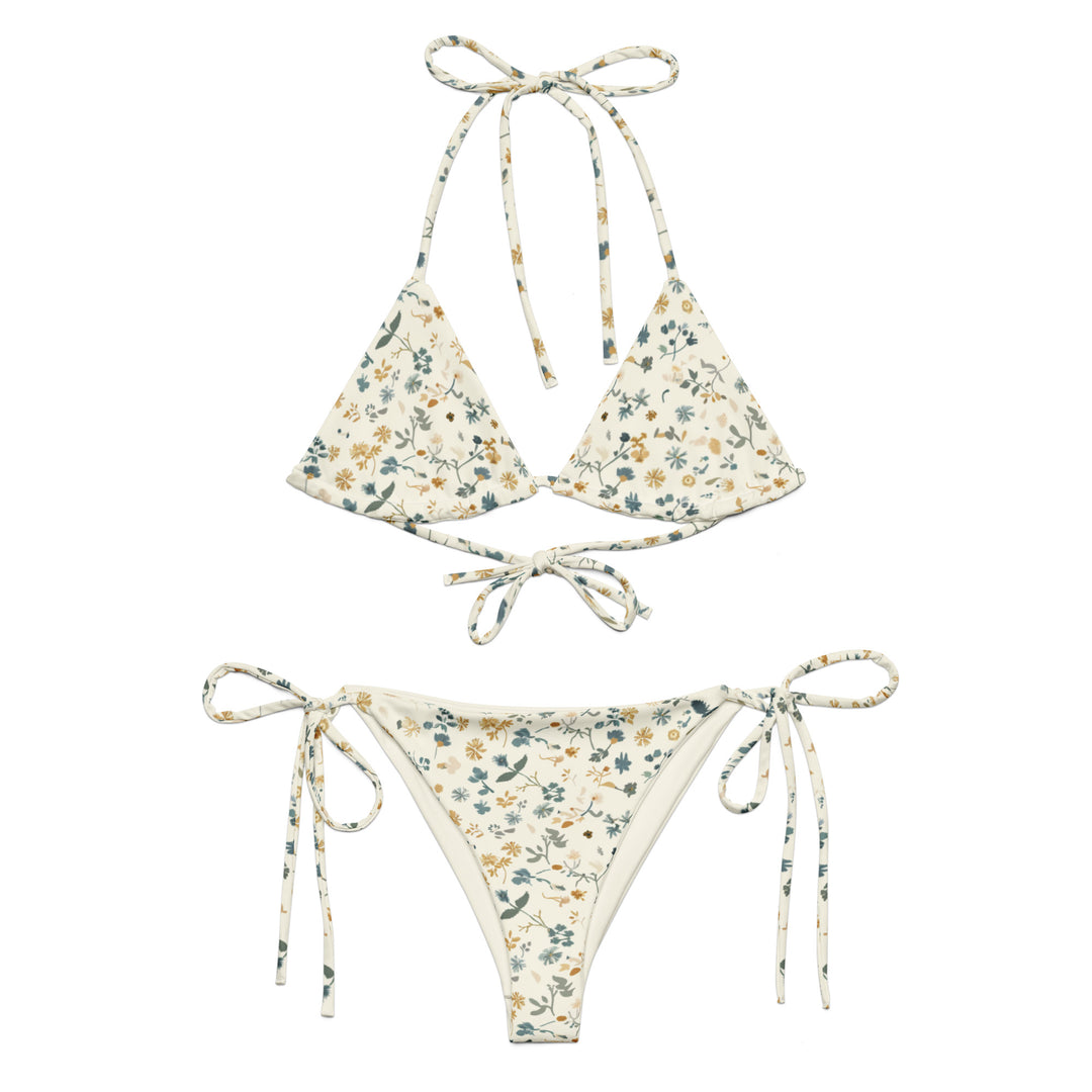 Soft White Floral String Bikini