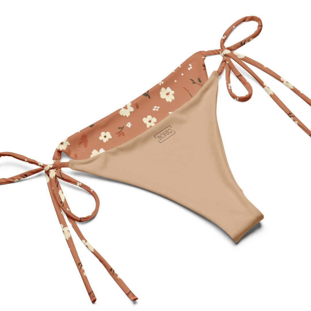 Burnt Orange Floral String Bikini Set