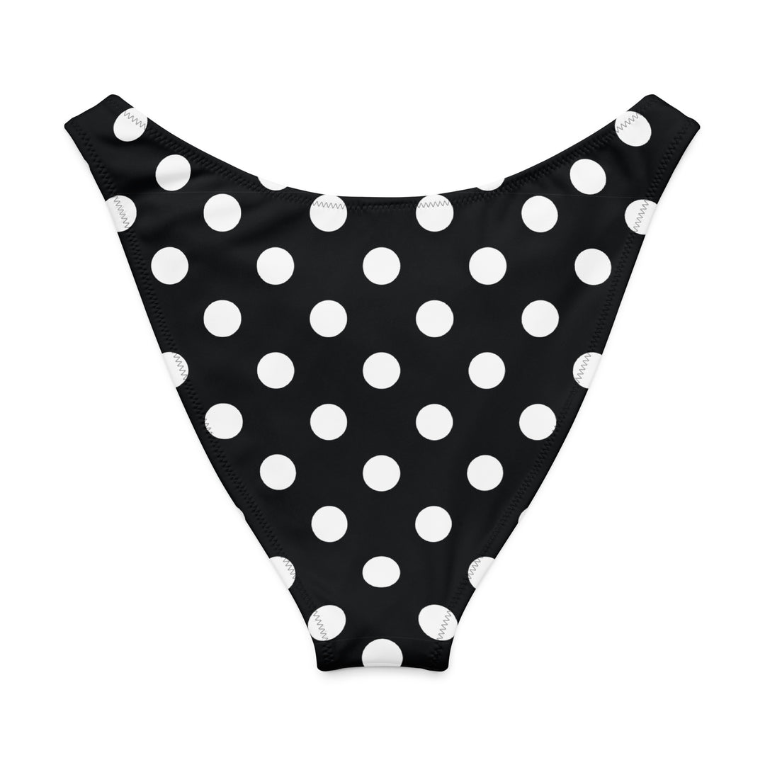 Black Polka Dot V-Cut Bikini Bottom – High Leg
