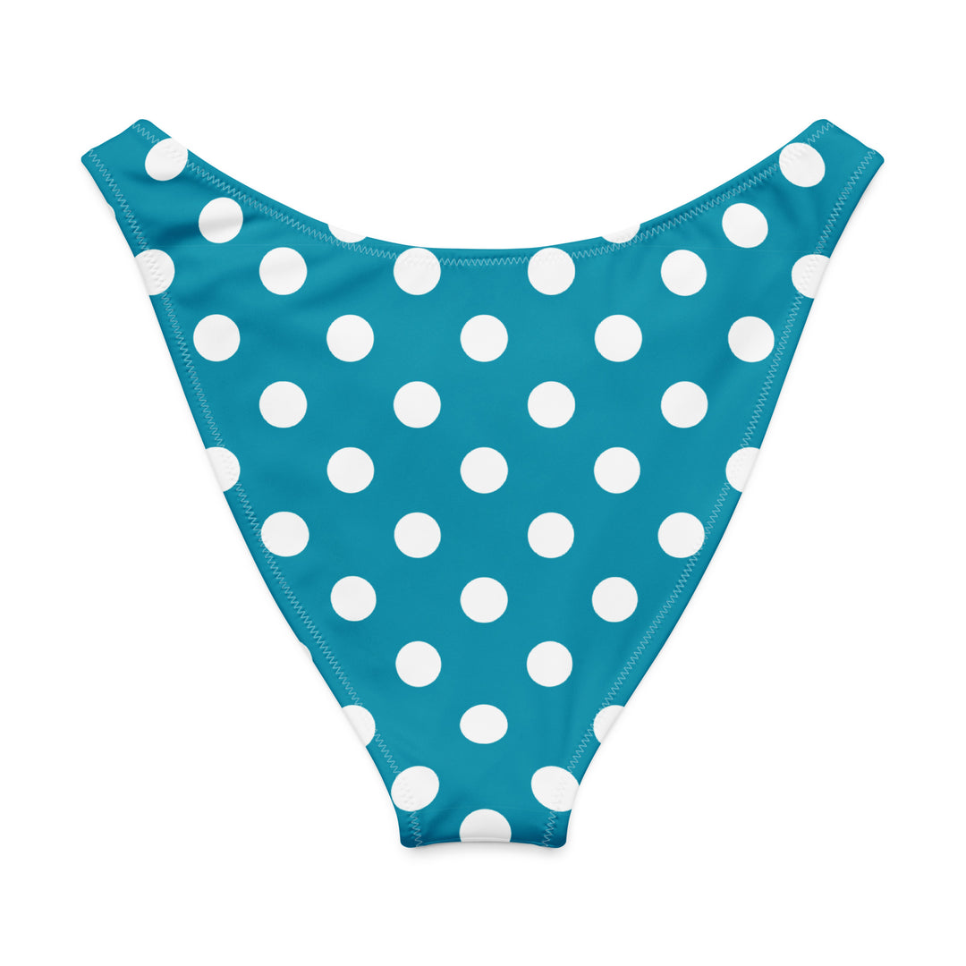 Turquoise Polka Dot High Leg V-Cut Bikini Bottom