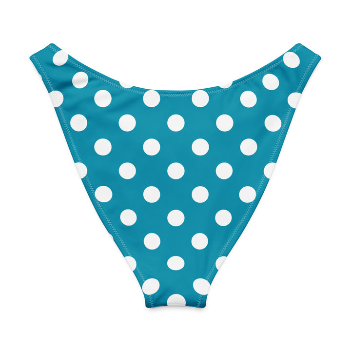 Turquoise Polka Dot High Leg V-Cut Bikini Bottom