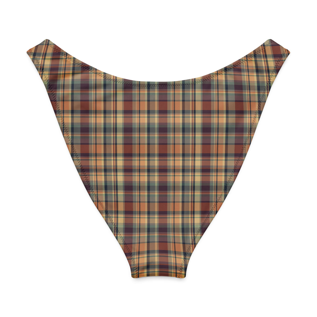 Earthy Plaid High Leg Bikini Bottom