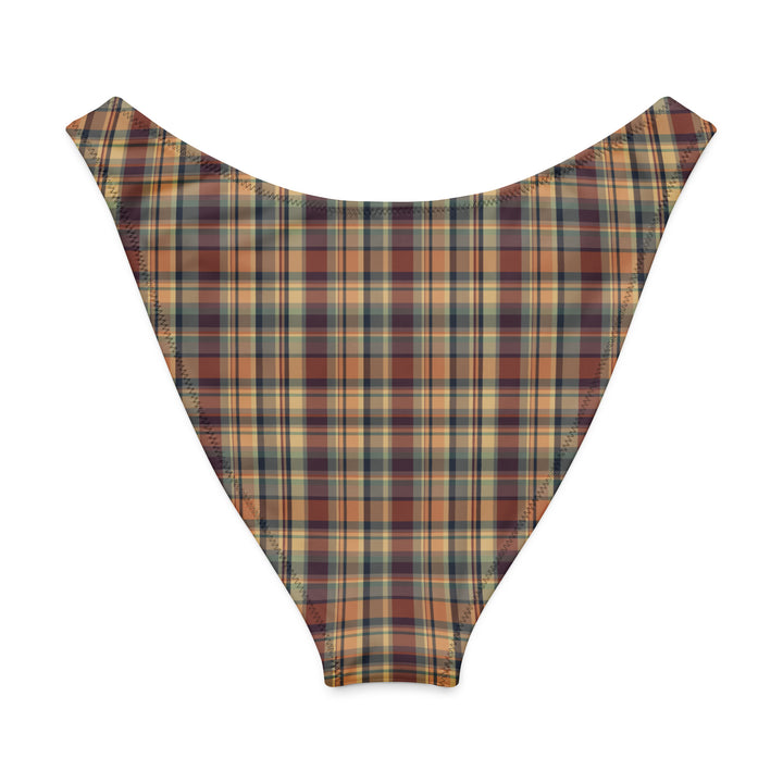 Earthy Plaid High Leg Bikini Bottom
