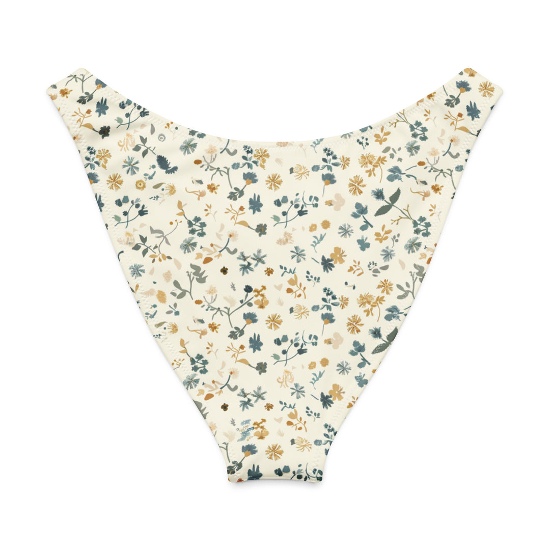 Soft White Floral High Leg Bikini Bottom