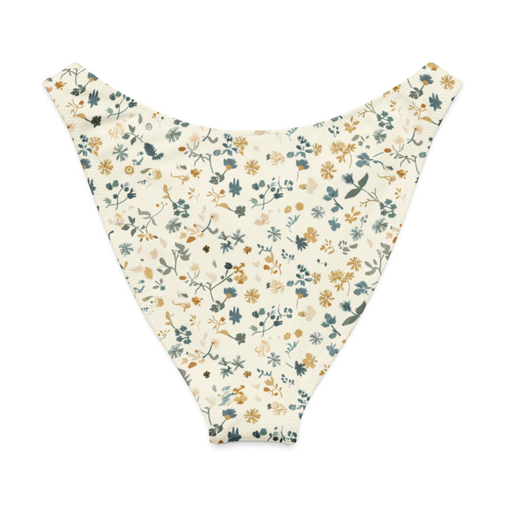 Soft White Floral High Leg Bikini Bottom