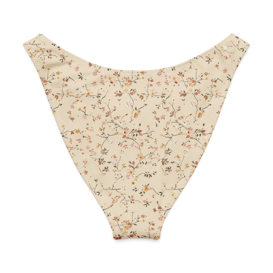 Soft White Floral High Leg Bikini Bottom