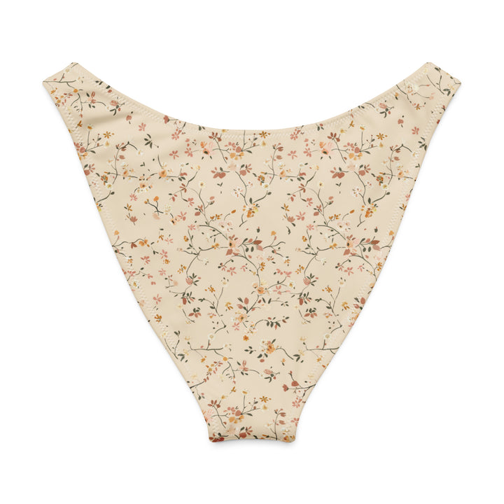 Soft White Floral High Leg Bikini Bottom