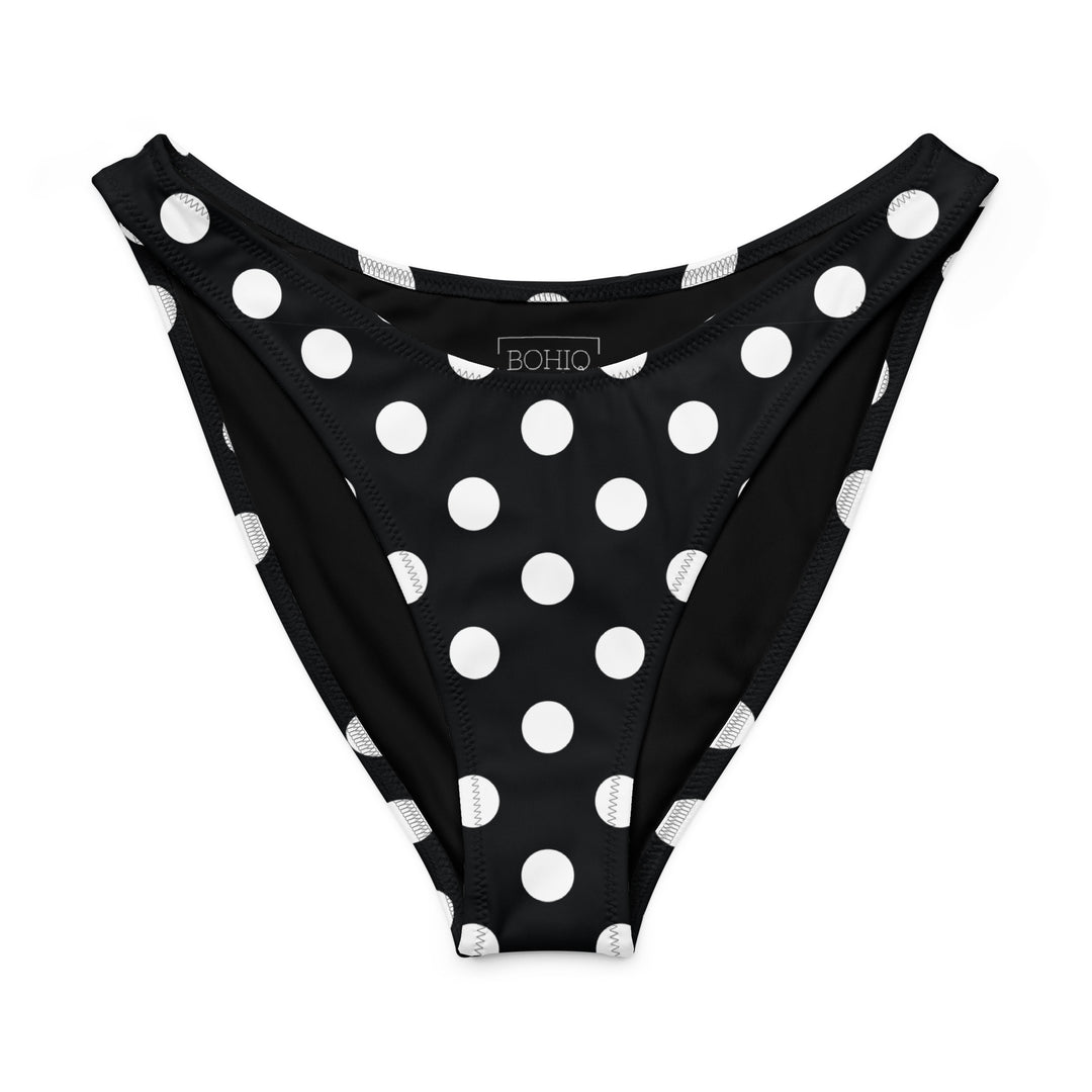 Black Polka Dot V-Cut Bikini Bottom – High Leg