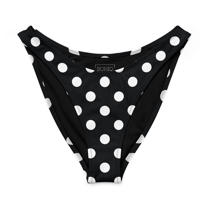 Black Polka Dot V-Cut Bikini Bottom – High Leg