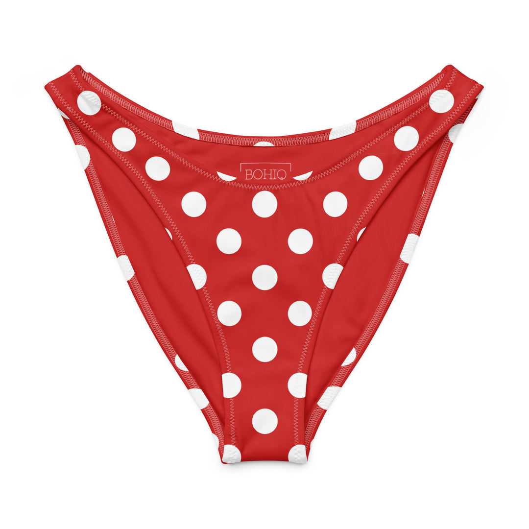 Red Polka Dot V-Cut Bikini Bottom