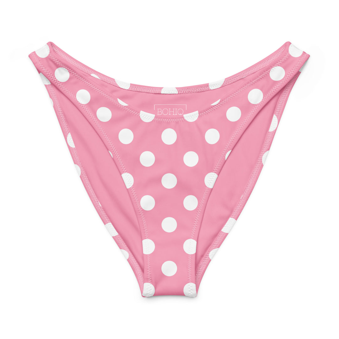 Pink Polka Dot V-Cut Bikini Bottom