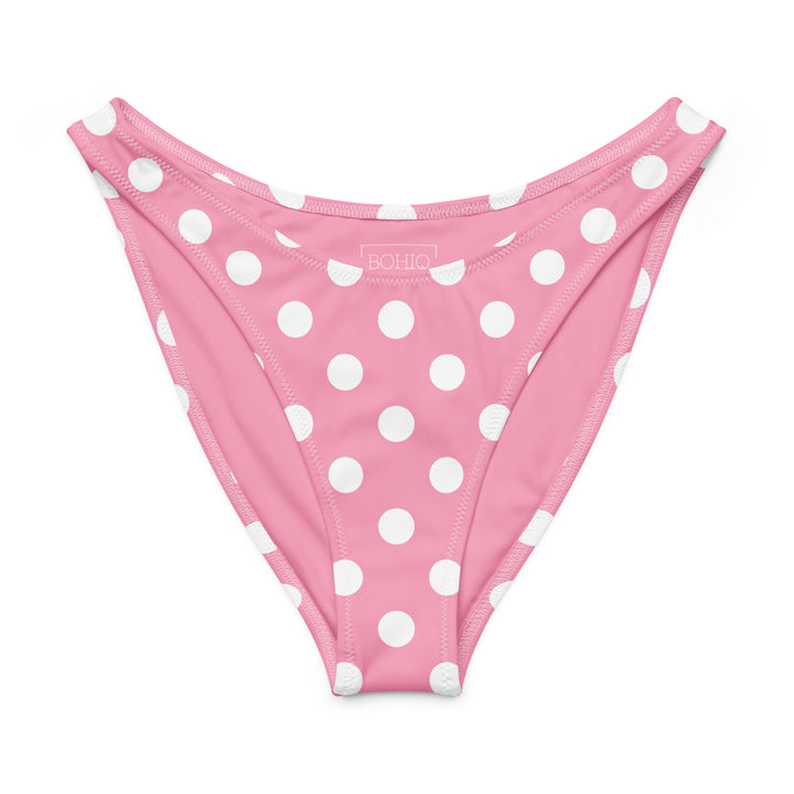 Pink Polka Dot V-Cut Bikini Bottom