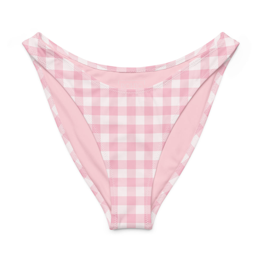 Pink Gingham High Leg Bikini Bottom