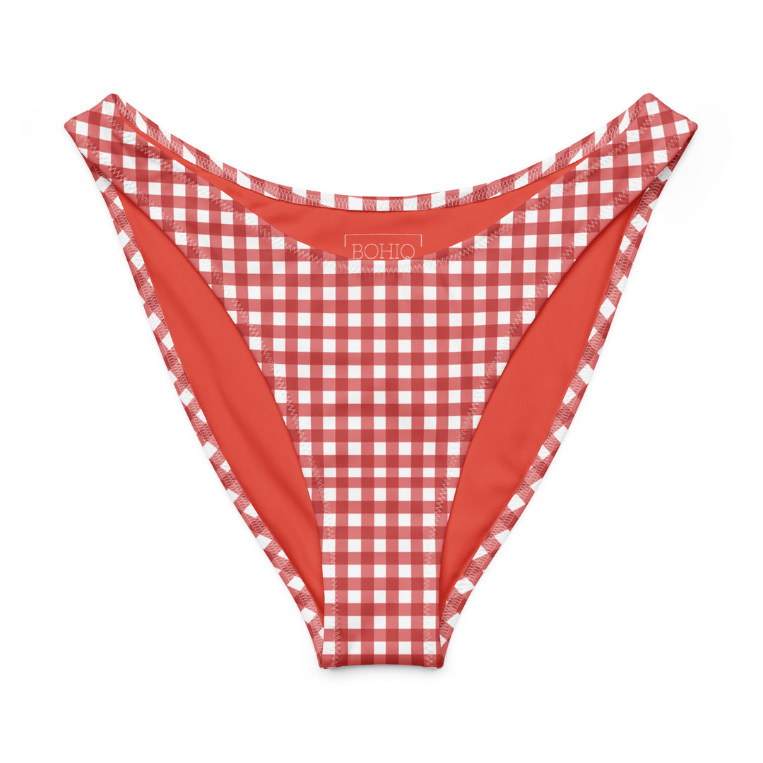 Red Gingham High Leg Bikini Bottom