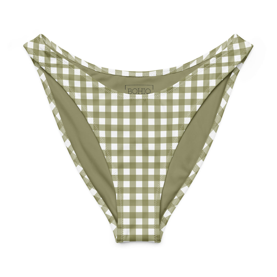 Green Gingham - High Leg Bikini Bottom