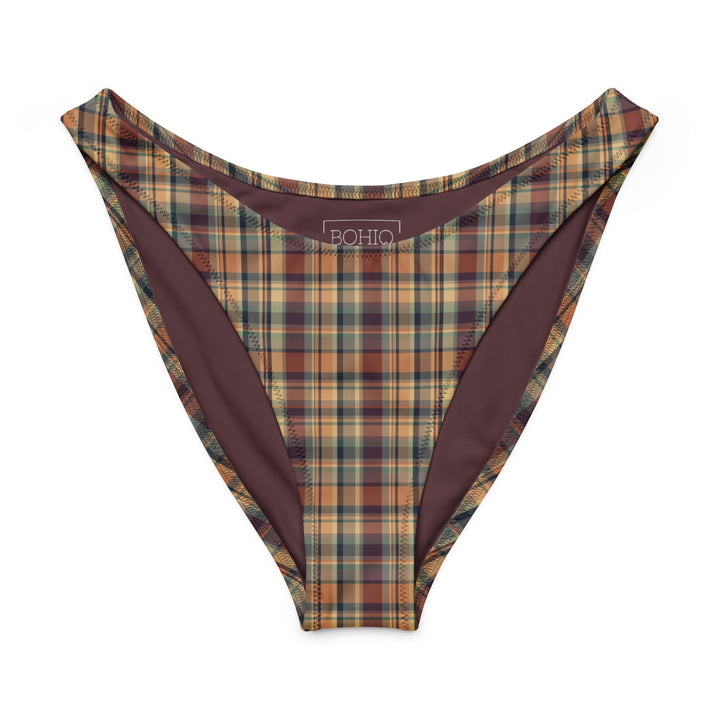 Earthy Plaid High Leg Bikini Bottom