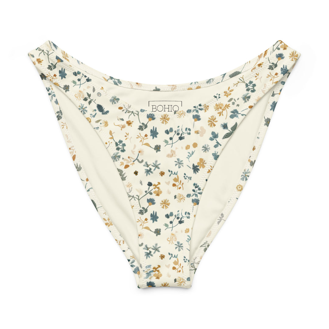 Soft White Floral High Leg Bikini Bottom