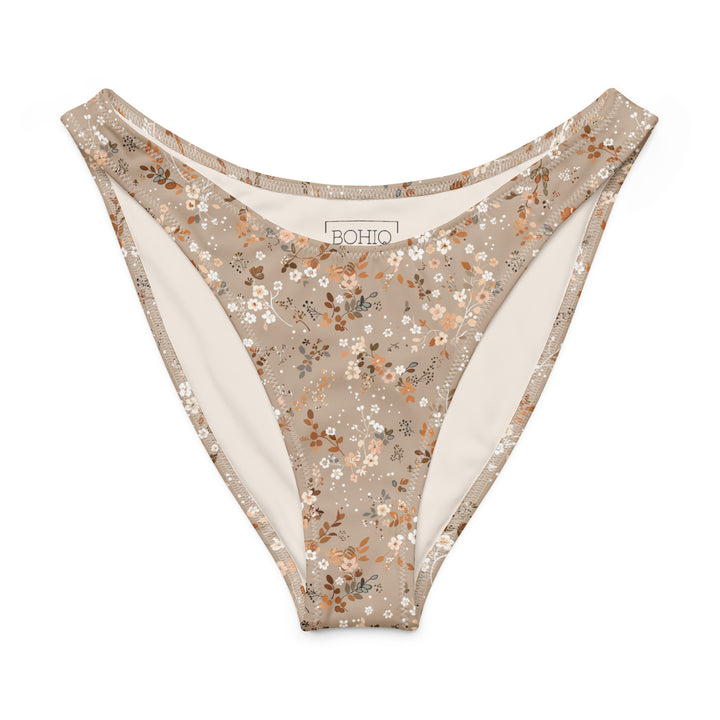 Floral Bandeau Bikini Bottom in Soft Brown
