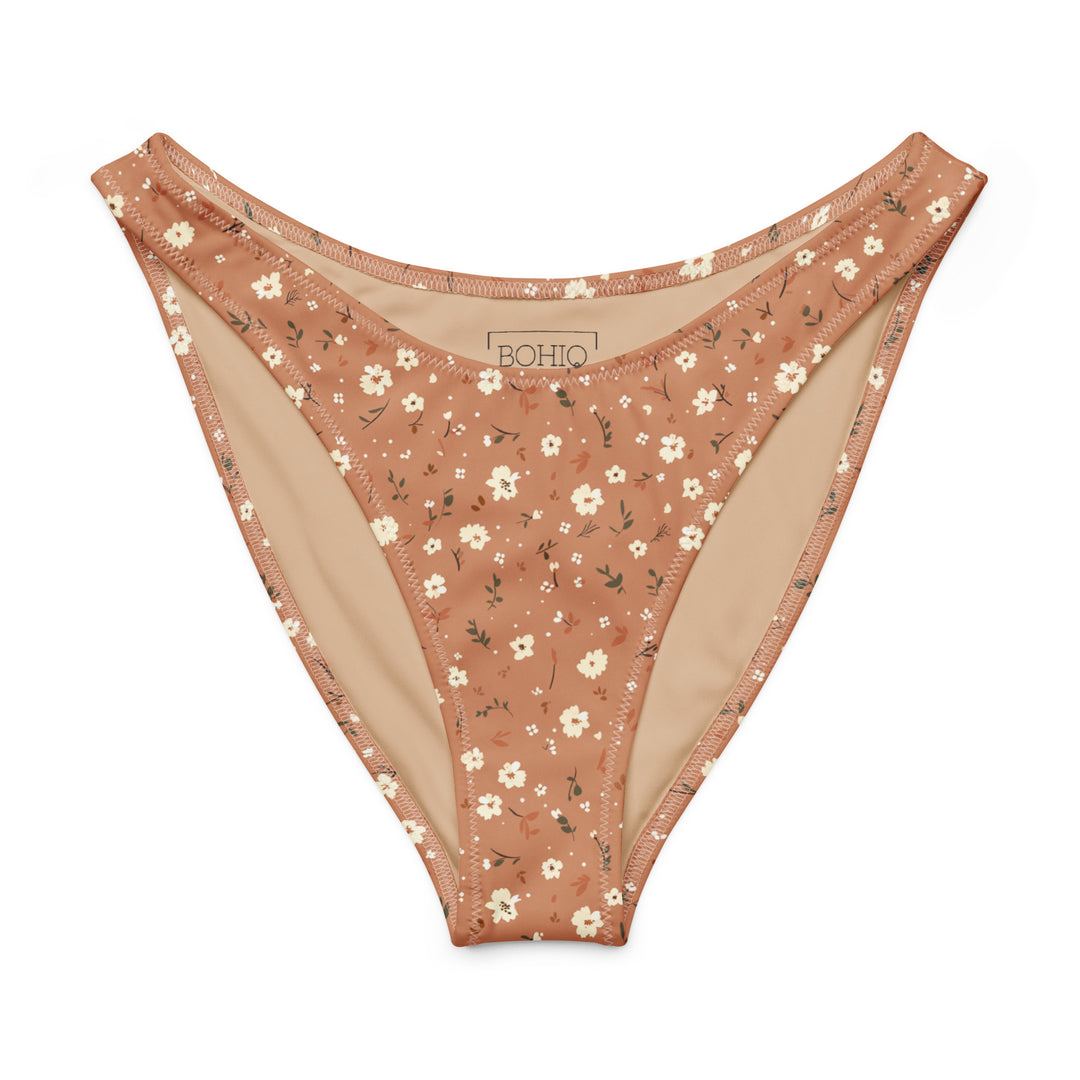 Floral High Leg Bottom in Burnt Orange