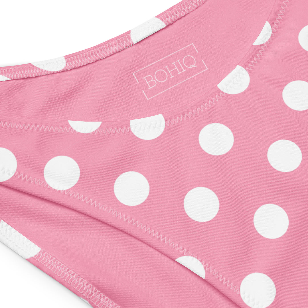 Pink Polka Dot V-Cut Bikini Bottom