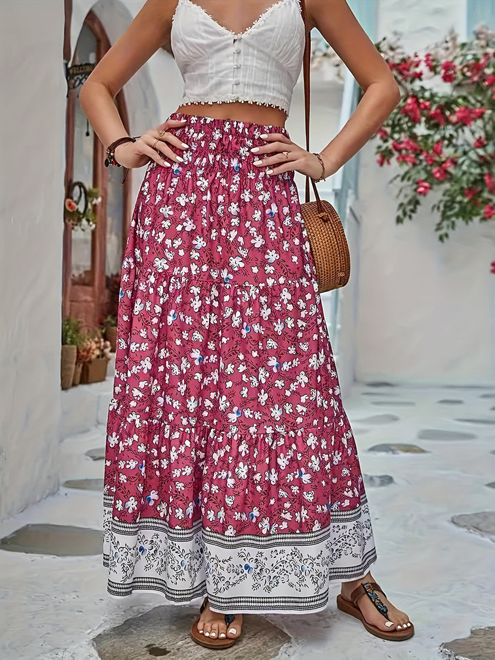 Full Size Tiered  Elastic Waist Skirt