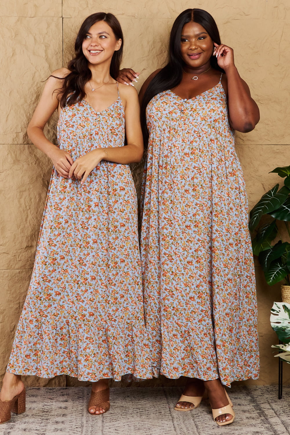 Floral Maxi Dress -  Halter Neck