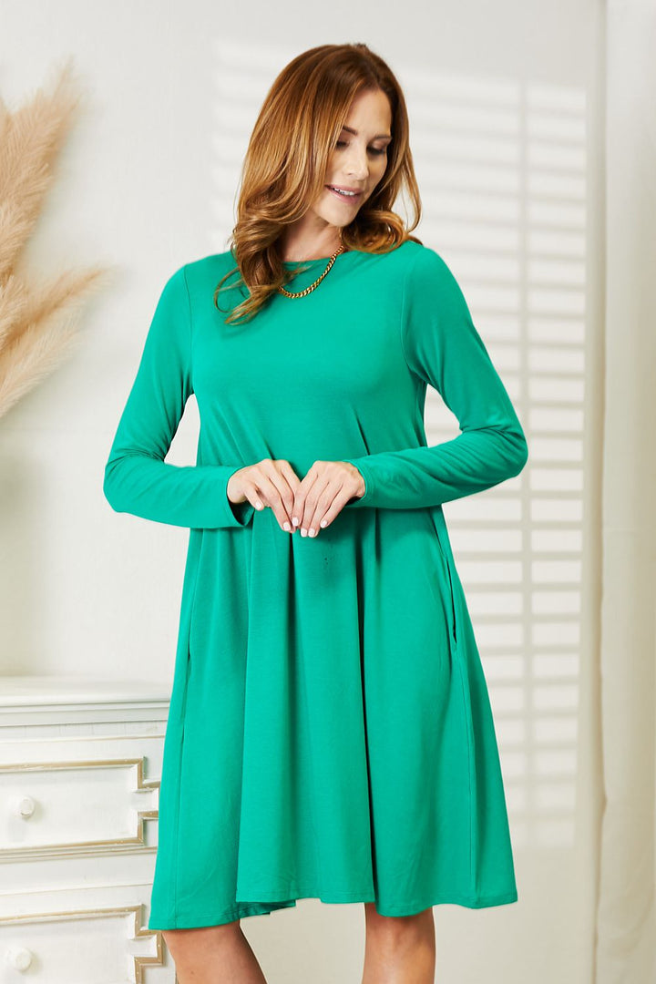 Long Sleeve Flare Dress with Pockets