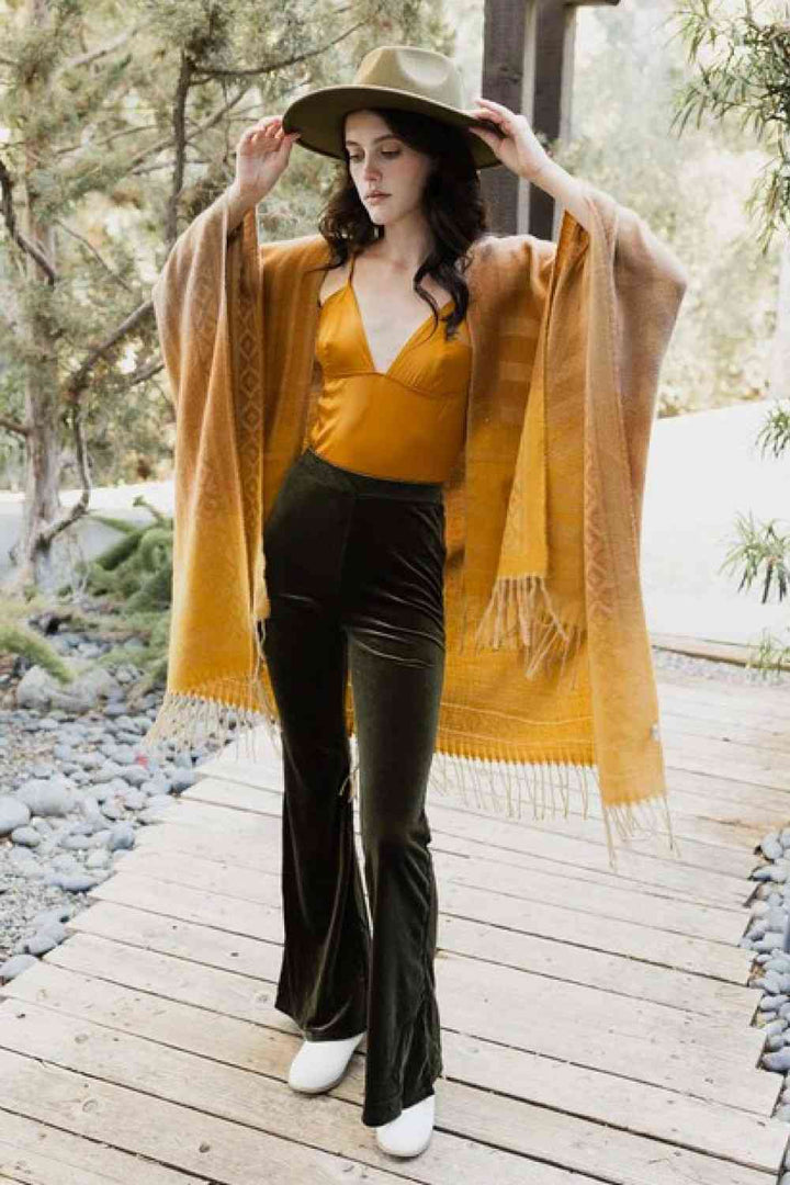 Tassel Trim Poncho - Desert Ambiance Colorblend