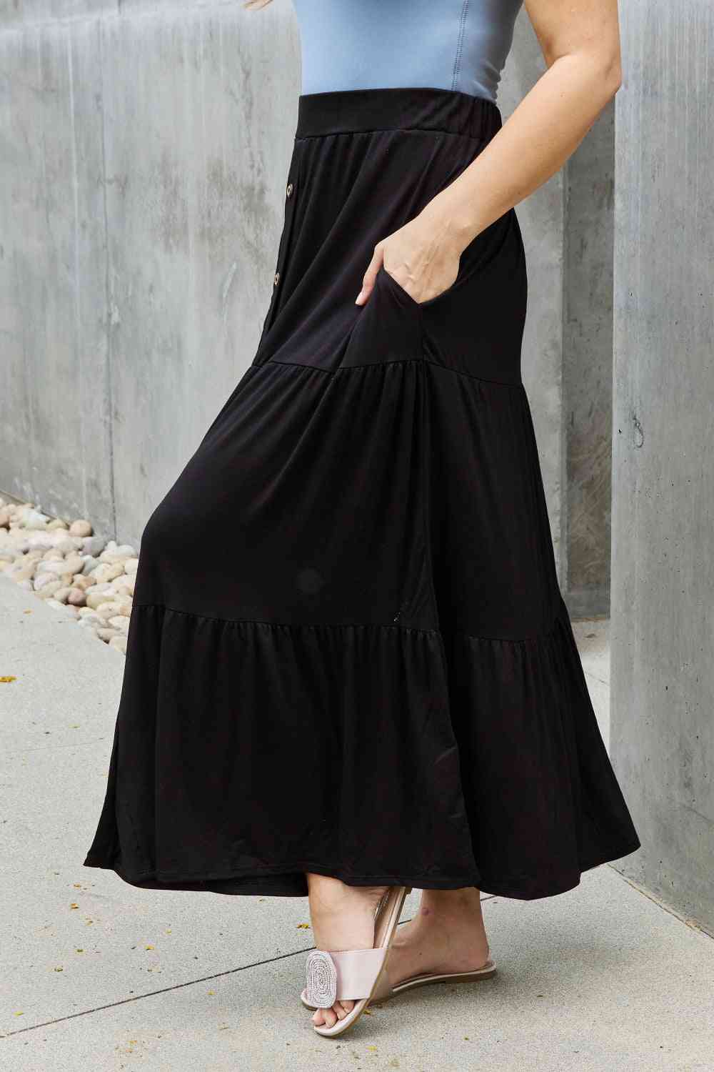 Solid Black Maxi Skirt