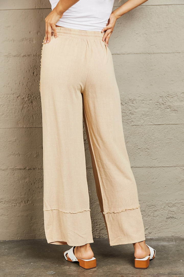 Wide Leg Pants - Mineral Wash in Sand