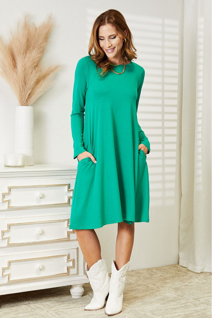 Long Sleeve Flare Dress with Pockets